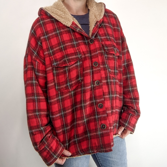 Wild Fable Red Sherpa Flannel Jacket 